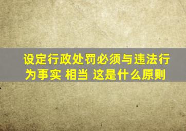 设定行政处罚必须与违法行为事实 相当 这是什么原则